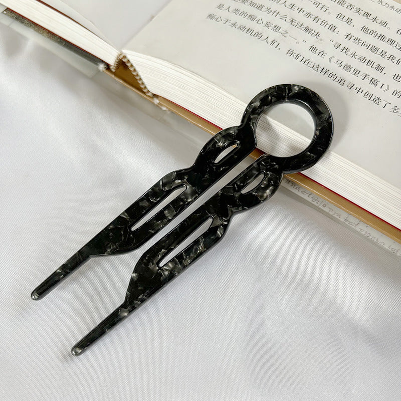 Women's Chinoiserie U-Shape Acetate Hairpin for Hanfu and Casual Styles