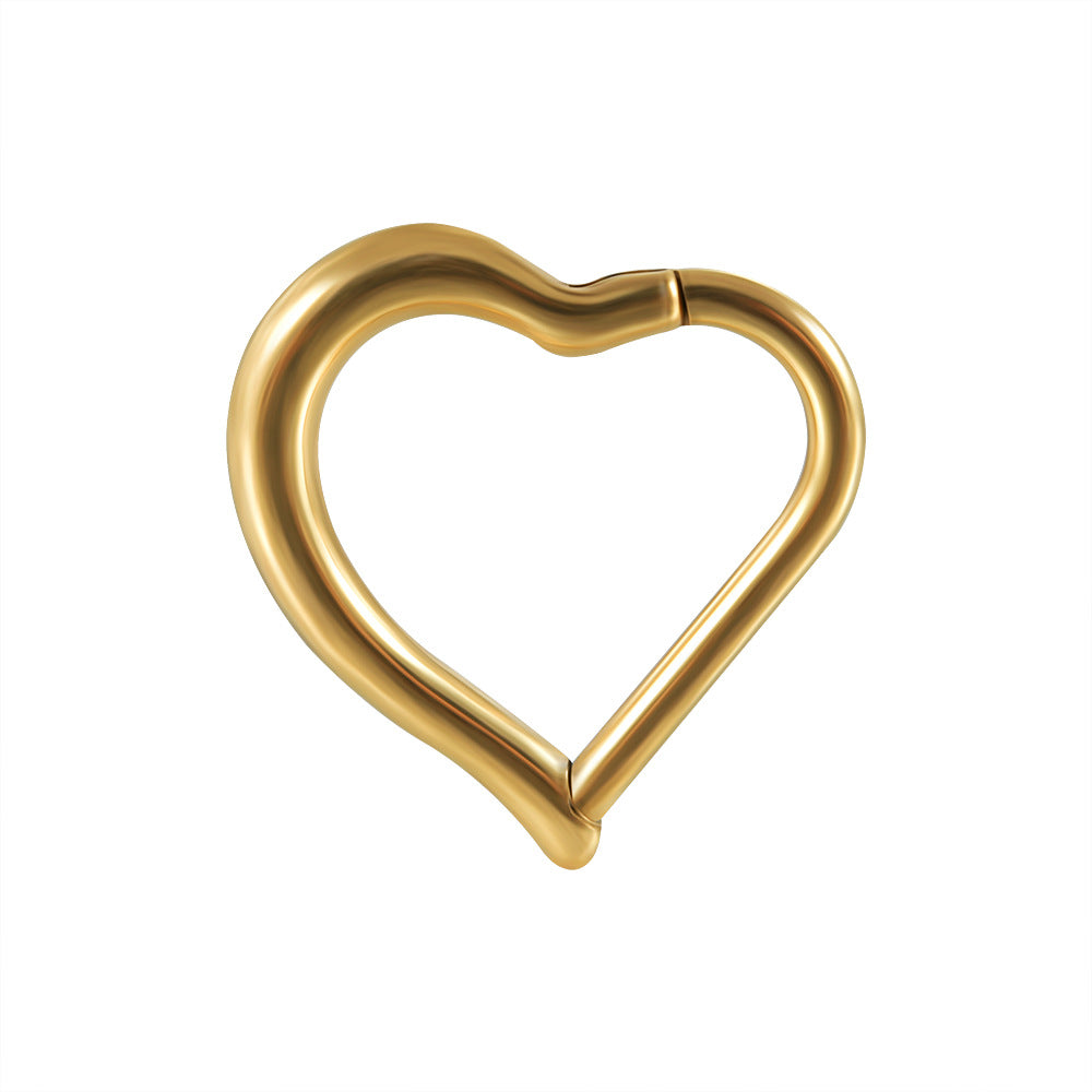 18K Gold Plated Stainless Steel Heart-Shaped Cartilage Earrings with Zircon Inlay