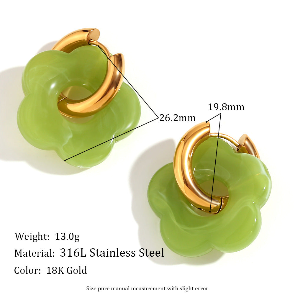 1 Pair Basic Sweet Classic Style Flower Plating 304 Stainless Steel Arylic 18K Gold Plated Drop Earrings