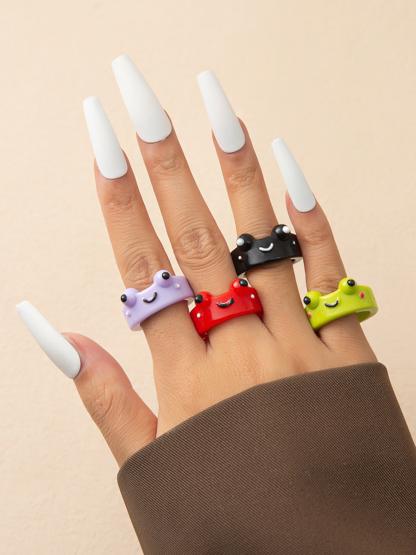 Sweet Solid Color Resin Candy Rings for Women