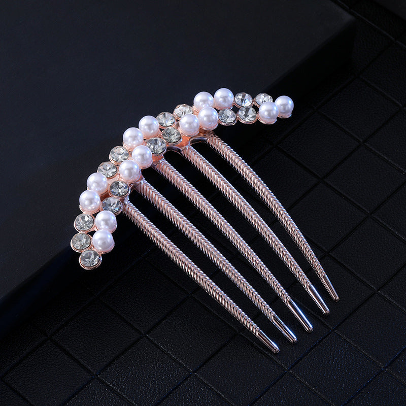 Women's Color Block Alloy Zircon Rhinestone Hair Comb Clip Ornament