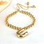 Copper Gold Plated Adjustable Initial Letter Beaded Bracelet for Women