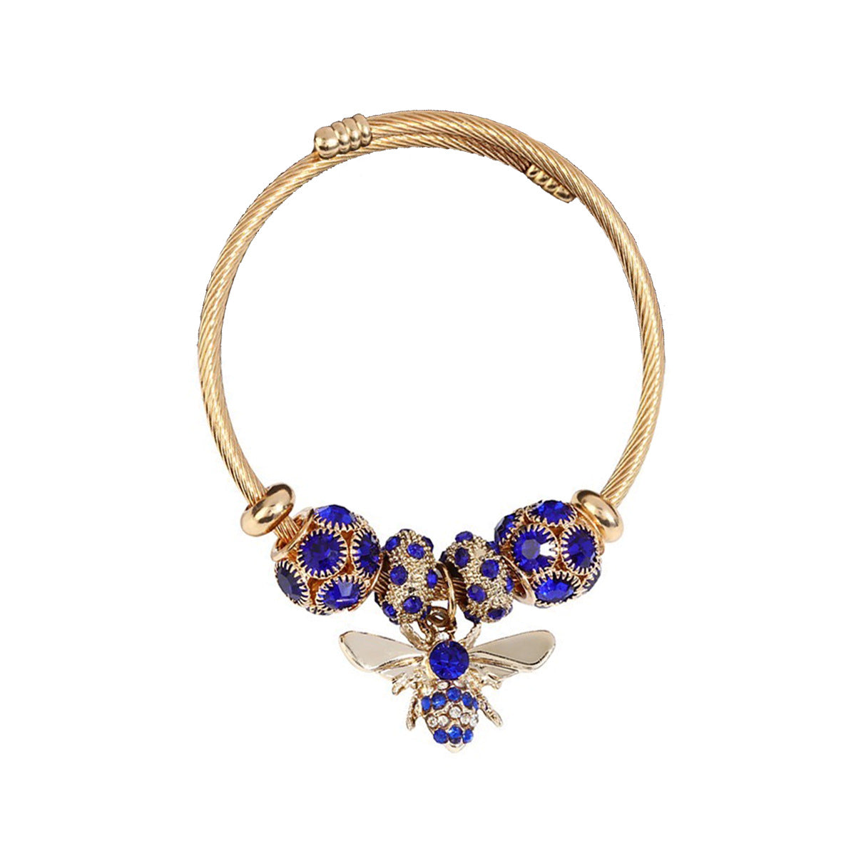 Colorful Bee Zircon Alloy Stainless Steel Bangle Bracelet