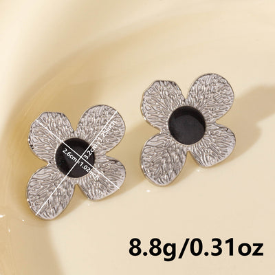 Elegant Flower Stainless Steel Stud Earrings - Modern Chic Design