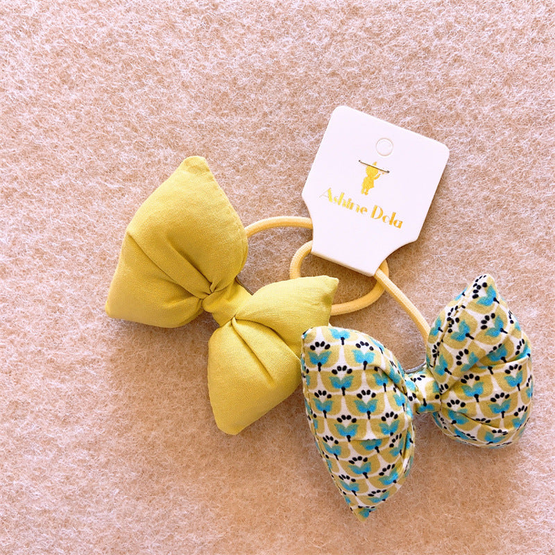 Kids' Floral Bow Knot Hair Tie Set - Cotton Headbands for Girls