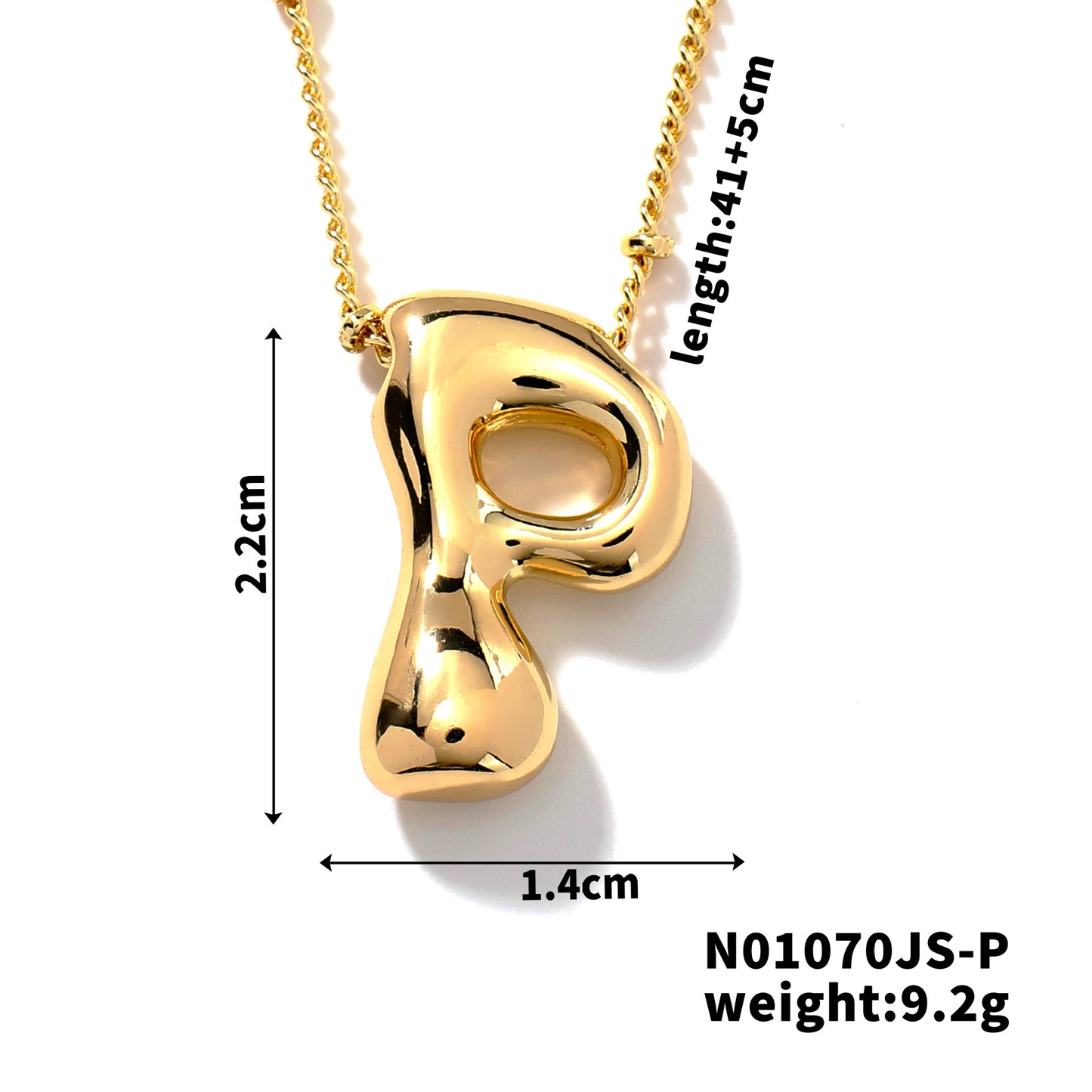 304 Stainless Steel Gold Plated Alphabet Pendant Necklace