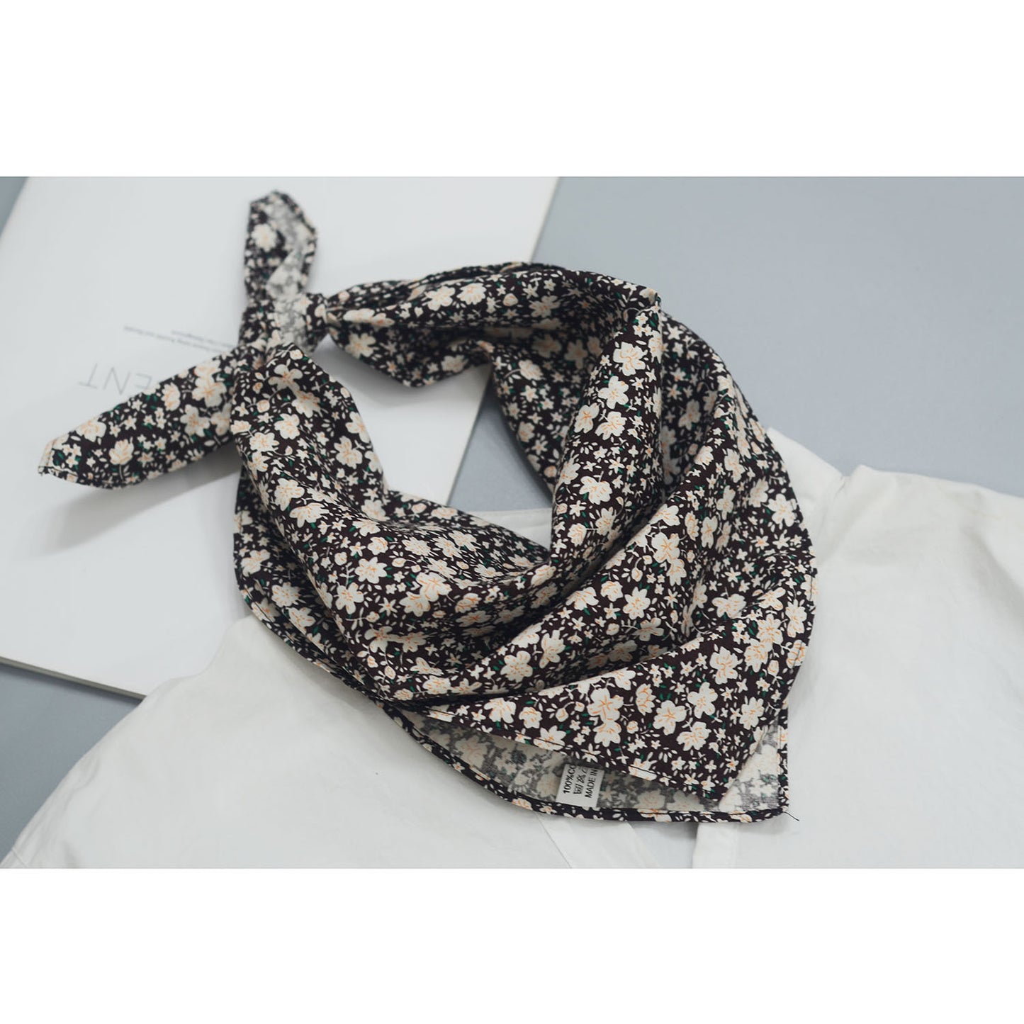 Women's Color Block Floral Cotton Scarf and Headband