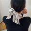 Women's Elegant Geometric Silk Scarf and Hair Ribbon Accessory