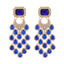 Elegant Zinc Alloy Glass Inlay Tassel Earrings