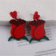 1 Pair Cute Bear Heart Shape Rose Arylic Christmas Valentine'S Day Women'S Drop Earrings