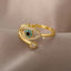 Casual Devil's Eye Zircon Gold Plated Open Ring