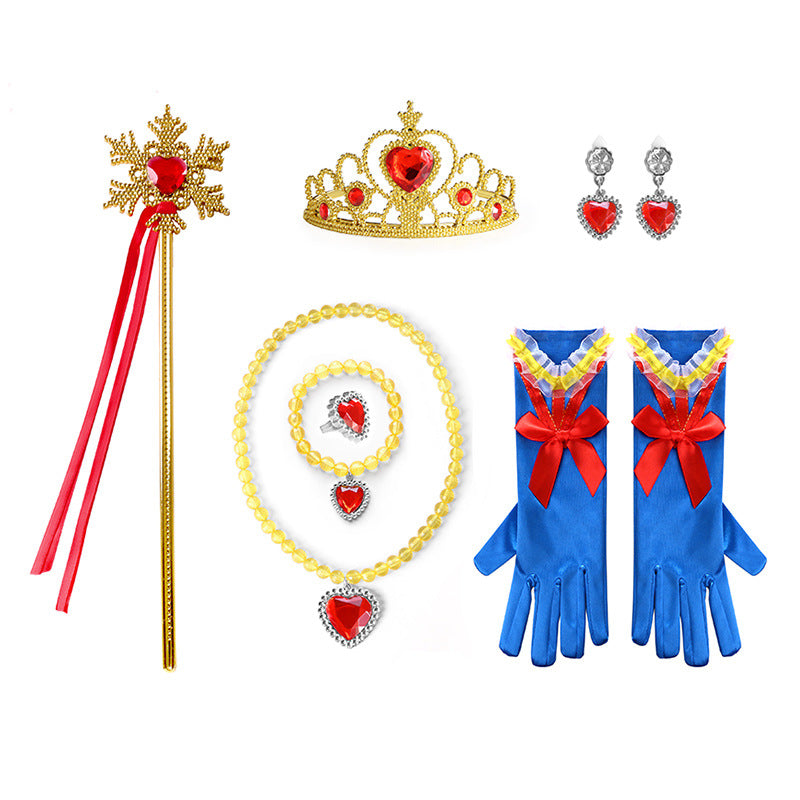 Princess Heart Crown and Necklace Set - Children's Jewelry with Snowflake Magic Wand