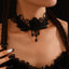 Gothic Rose Wings Lace Tassel Choker Necklace