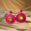 Bohemian Rattan Circle Braid Straw Drop Earrings for Vacation