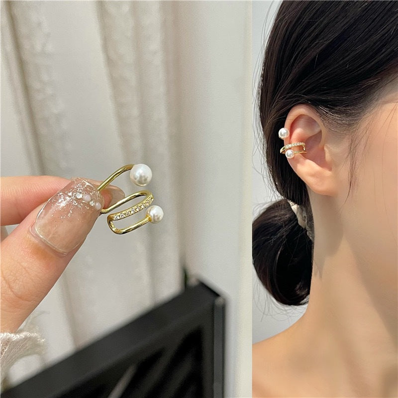 Silver Zircon Key Lock Open Ring & Tassel Ear Cuff Set