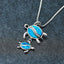 Beach Tortoise Alloy Pendant Necklace with Blue Opal Design