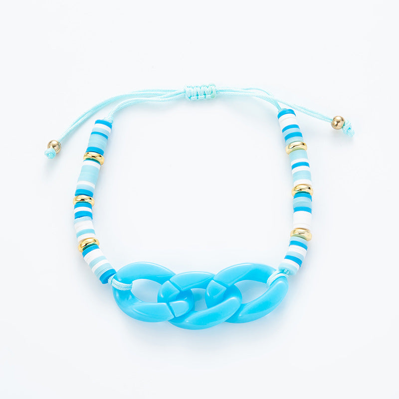 Colorful Adjustable Acrylic Rope Knitting Unisex Bracelet for Kids and Adults