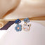 Elegant Heart & Bow Opal Pearl Rhinestone Ear Clips - 1 Pair