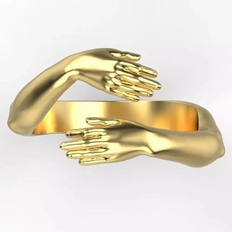 Retro Solid Color Alloy Plating Unisex Hug Open Ring - Fashionable Gift Jewelry