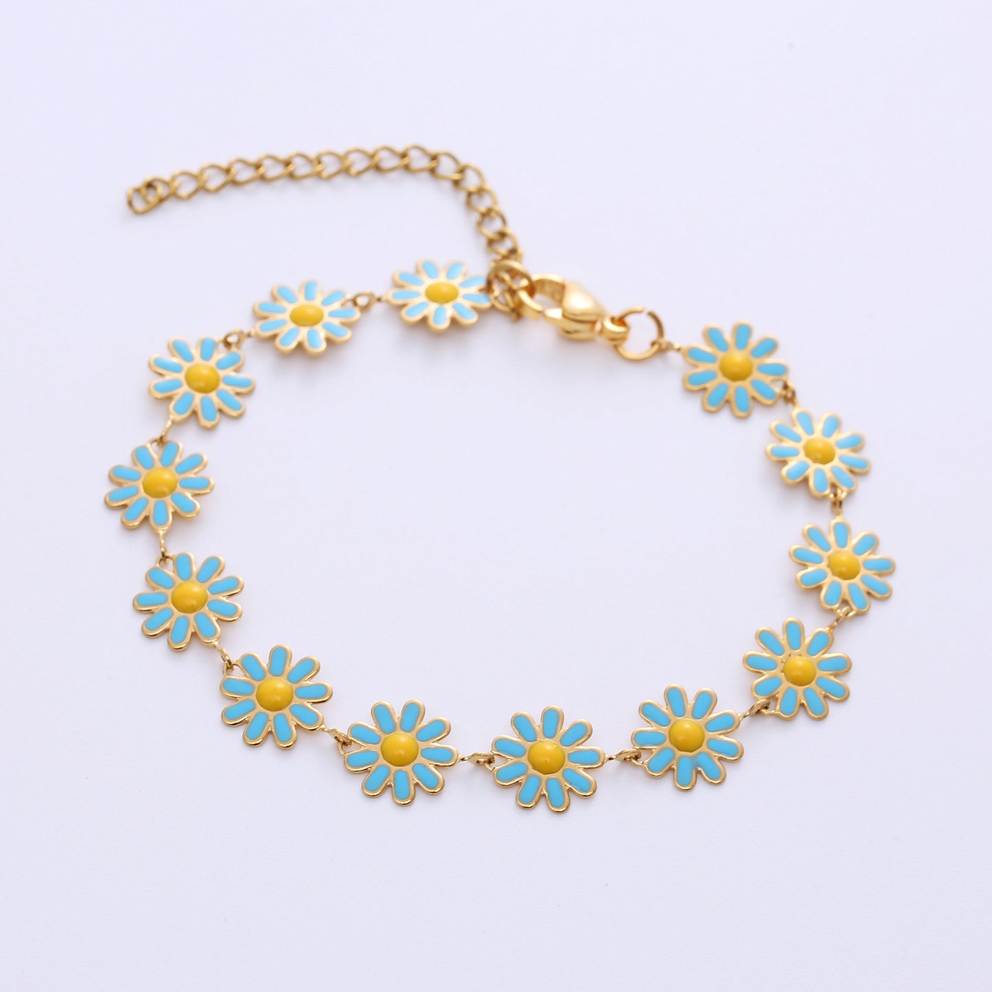 Bohemian Daisy Stainless Steel Epoxy Bracelet