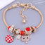 Gold Metal Apple Cat Pendant Tassel Bracelet for Women