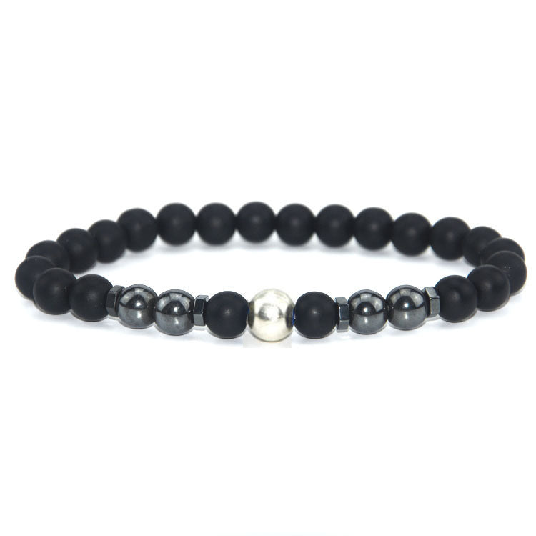 Retro Matte Black Magnetic Stone Beaded Anklet