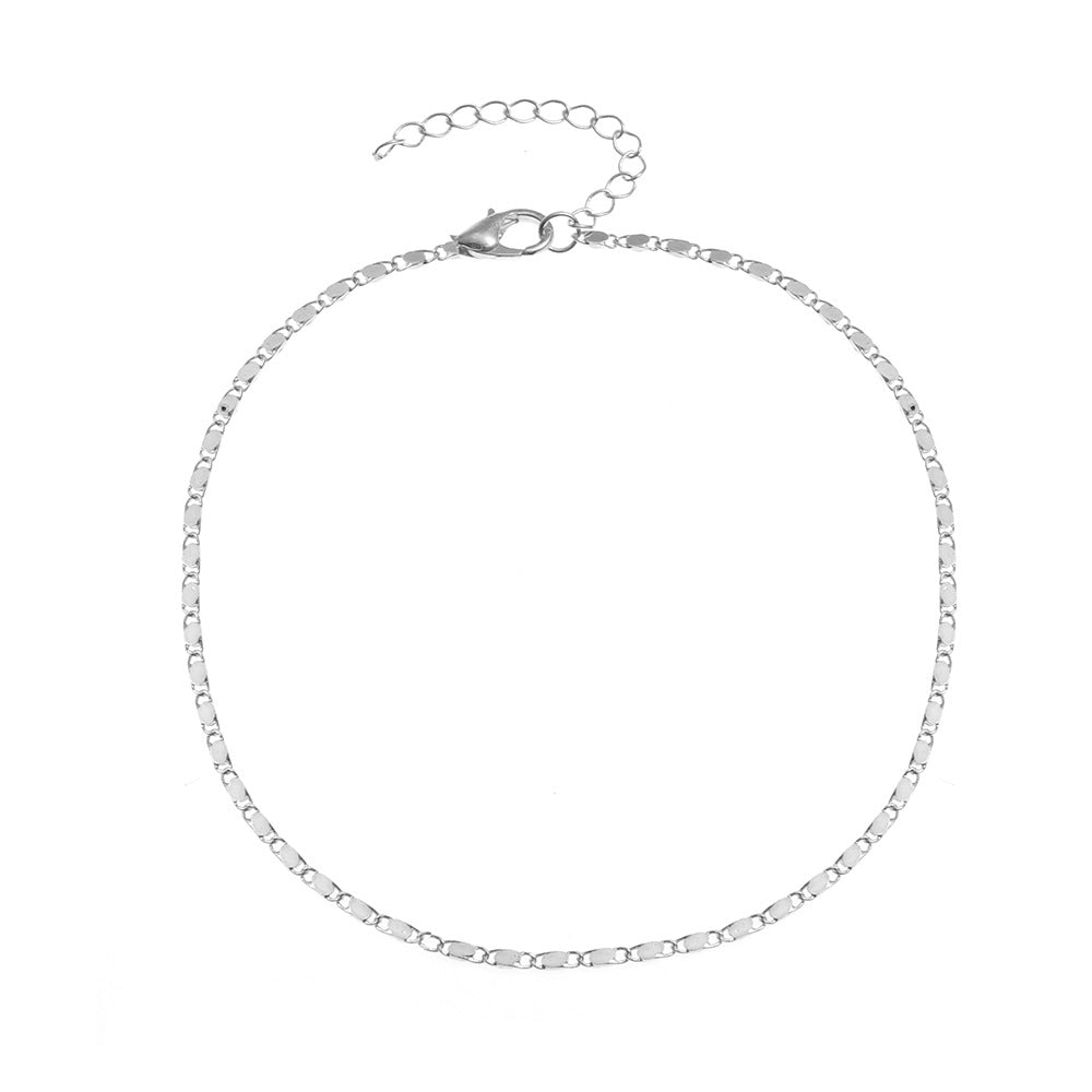 Simple Geometric Alloy Plated Beach Anklet