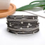 Simple Style Multi-Layer PU Leather Wrap Bracelet with Alloy Inlay Rhinestones for Women