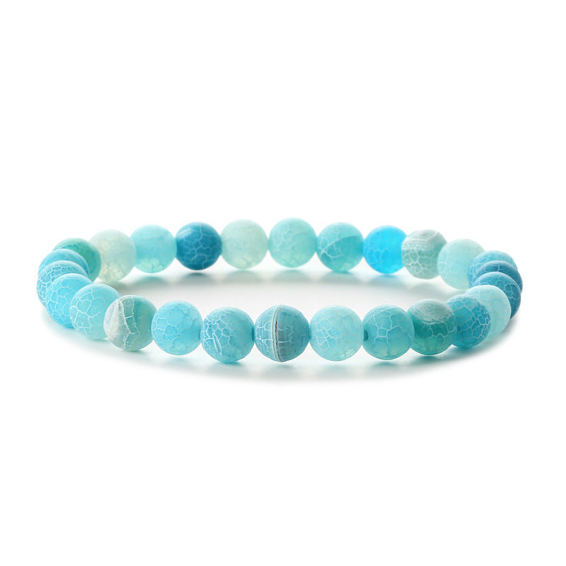 Retro Round Beaded Natural Stone Matte Finish Unisex Bracelet Set