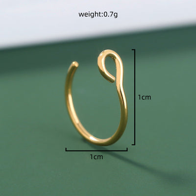 Stainless Steel Gold Fake Nose Ring for Couples - Non-Piercing Punk Nose Jewelry