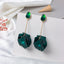 925 Silver Needle Acrylic Petal Vintage Statement Earrings