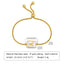 Elegant Stainless Steel English Letter Shell Bracelet - Adjustable Gold Square Design for Women