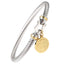 Ethnic Stainless Steel Charm Bangle with 18k Gold Plated Round Pendant