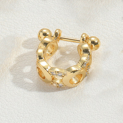 Vintage U-Shape Zircon Inlay 14K Gold Plated Nose Ring