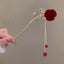 Elegant Tassel Flower Hairpin with Plum Blossom Design, Retro Metal Hair Accessory for Women