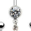 Simple Christmas Tree Snowflake Rhinestone Belly Ring in White Gold Plated Stainless Steel