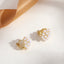 Elegant Heart & Bow Opal Pearl Rhinestone Ear Clips - 1 Pair