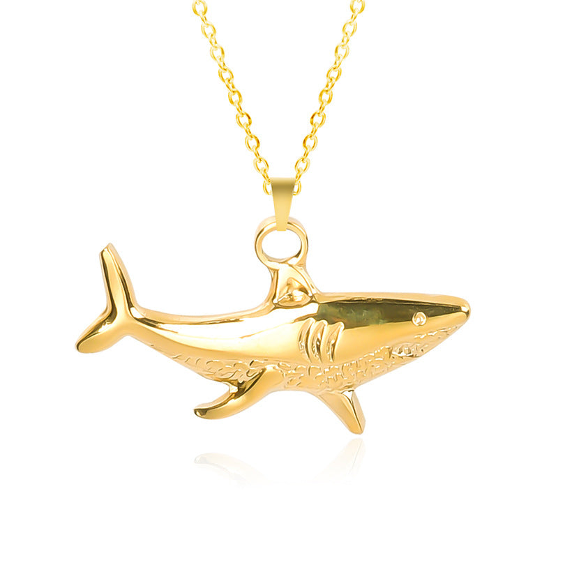 304 Stainless Steel Shark Pendant Necklace with Colorful DIY Charm