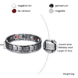 Geometric Stainless Steel Mantra Magnetic Bracelet