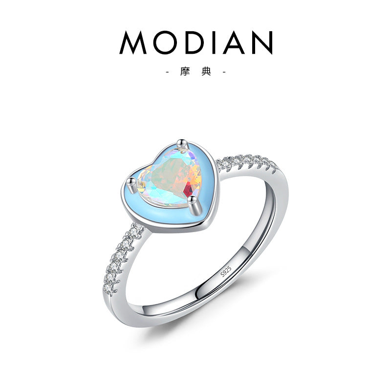 Fashion Heart-Shaped Sterling Silver Zircon Ring