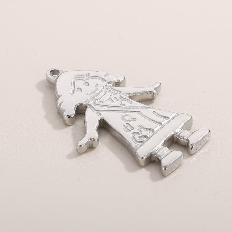 "Stainless Steel Cartoon Character Music Girl Pendant DIY Jewelry Accessories"