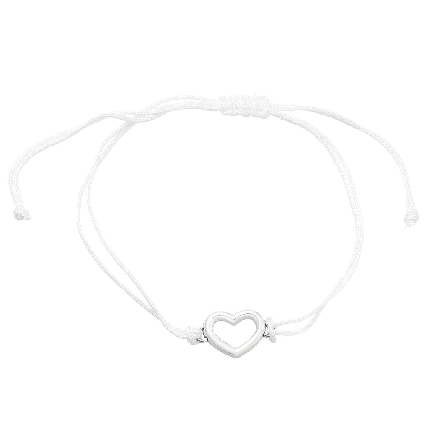 Simple Heart Shape Alloy Friendship Bracelets with Wax Thread Weaving