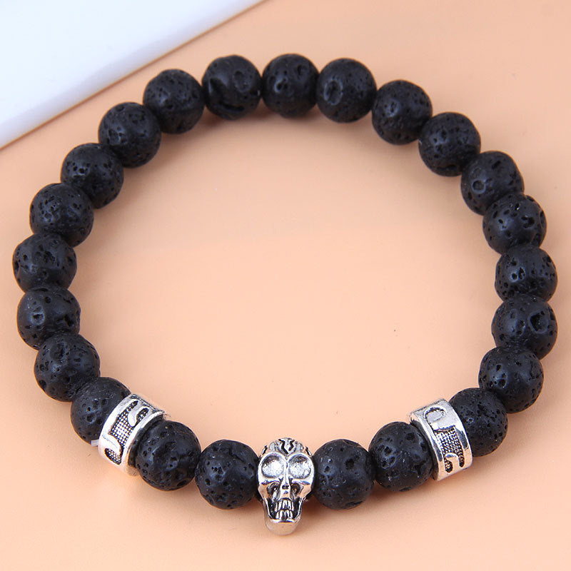 Geometric Alloy Owl Volcano Stone Bracelet