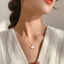 Fashion Titanium Steel Clover & Gourd Pendant Necklace with Shell Inlay and Tassel Design