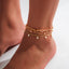 Casual Irregular Turquoise Copper Anklet with Star Tassel and Faux Pearl Layered Design