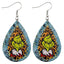 Novelty Christmas Green Frog PU Leather Water Droplet Earrings for Women