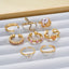 Cute Heart Shape Snake Rhinestone Pearl Ring Set - 8 Piece Fashion Jewelry