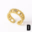 18K Gold Plated Copper Open Ring with Irregular Zircon and Smiley Face Design