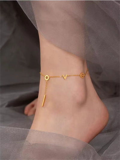 Glamorous Love Stainless Steel Rose Gold Anklet