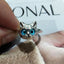 Cute Cat Black Monster Glass Alloy Open Ring with Artificial Pearls